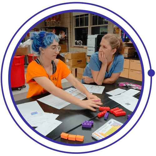 Teacher and student working with Kemblox